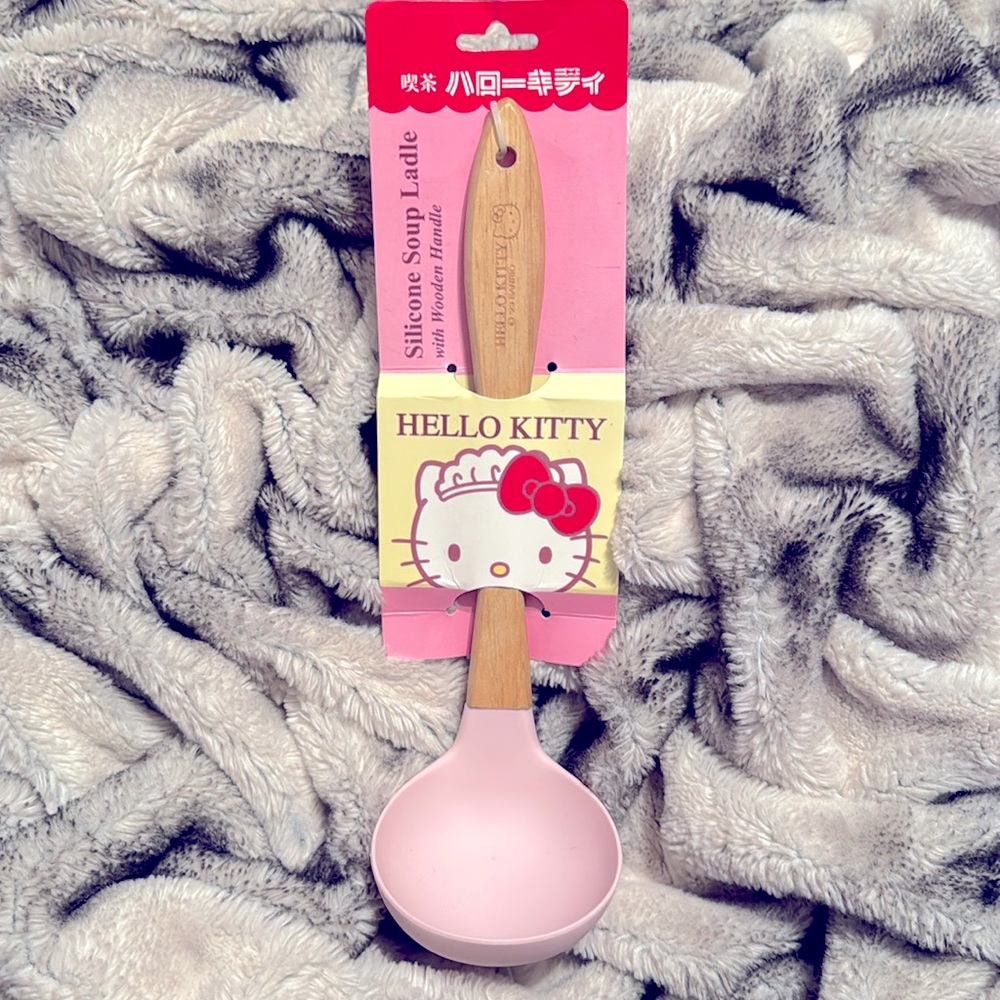 Silicone Hello Kitty Soup Ladle with Wooden Handle